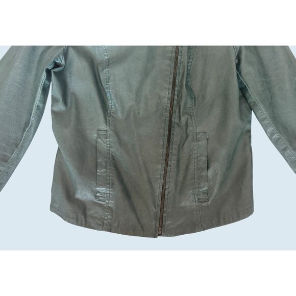 ANTHROPOLOGIE / Cartonnier Green Faux Leather Jacket Size 10 - Picture 5 of 8